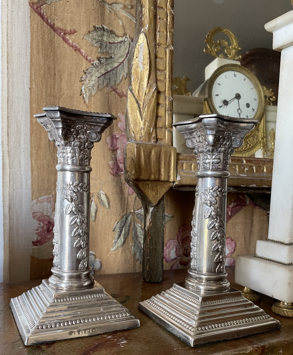 Pair Of Edwardian Silver-plated Candlesticks By John Pound & Co.