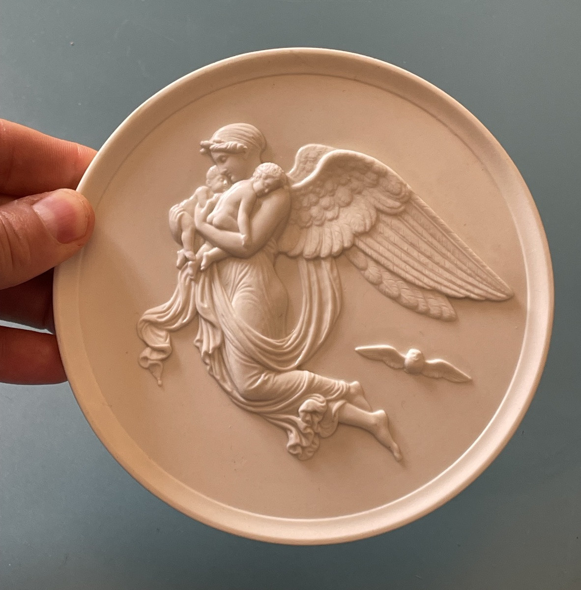 Biscuit Medallion Depicting The Night By Bertel Thorvaldsen Royal Copenhagen Denmark-photo-2