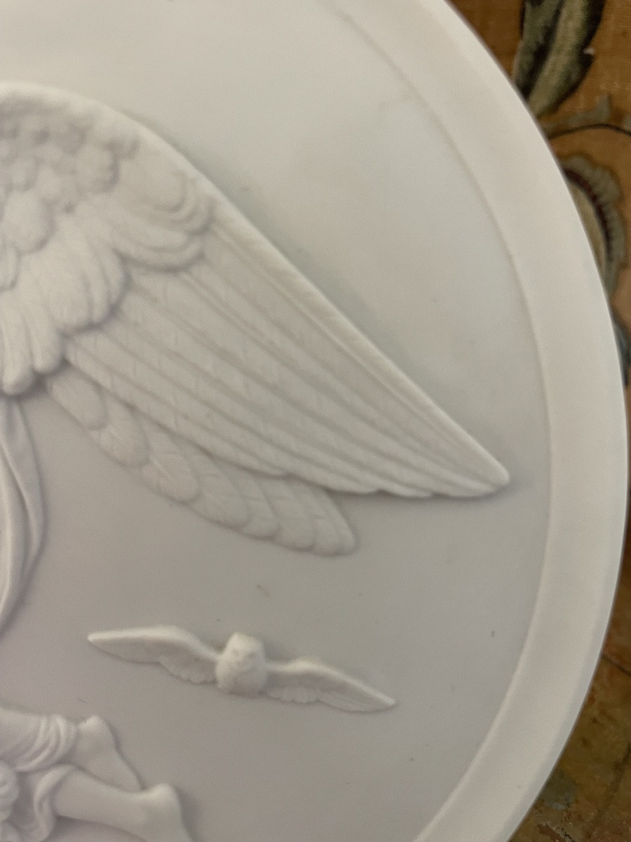 Biscuit Medallion Depicting The Night By Bertel Thorvaldsen Royal Copenhagen Denmark-photo-3