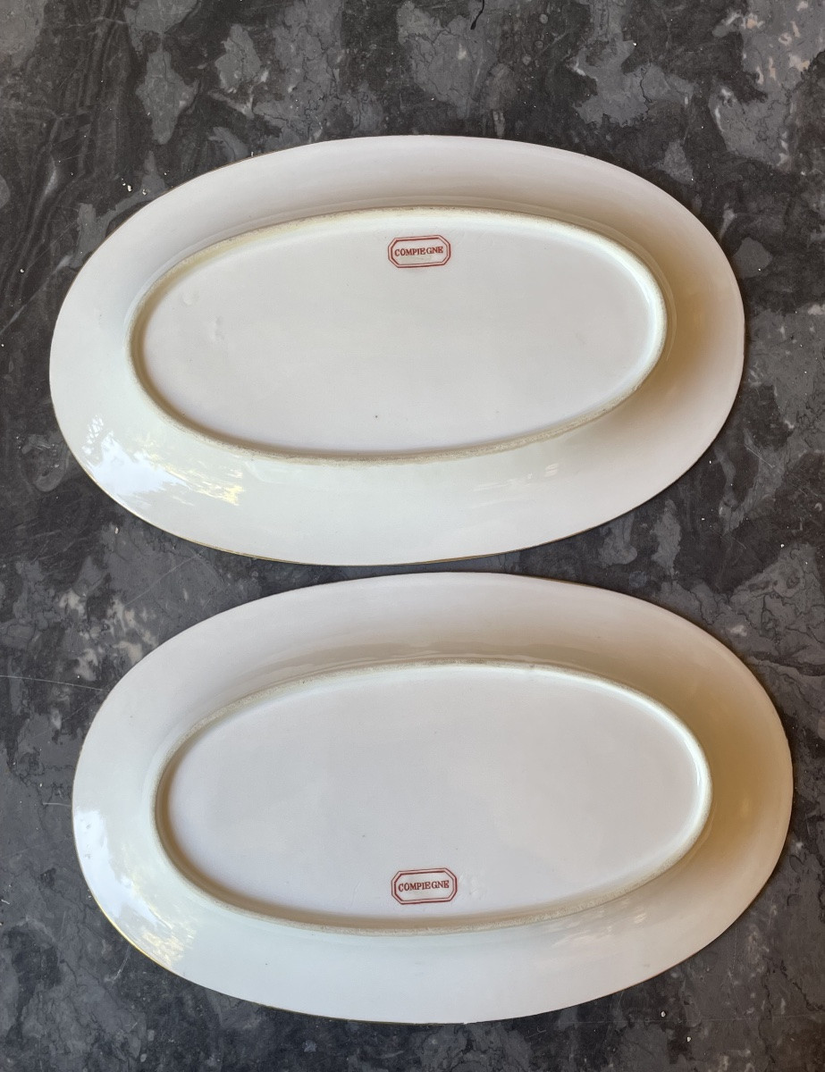 RAVIERS EN PORCELAINE AU CHIFFRE DE NAPOLÉON III  COURONNE IMPÉRIALE  TAMPON COMPIÈGNE -photo-6