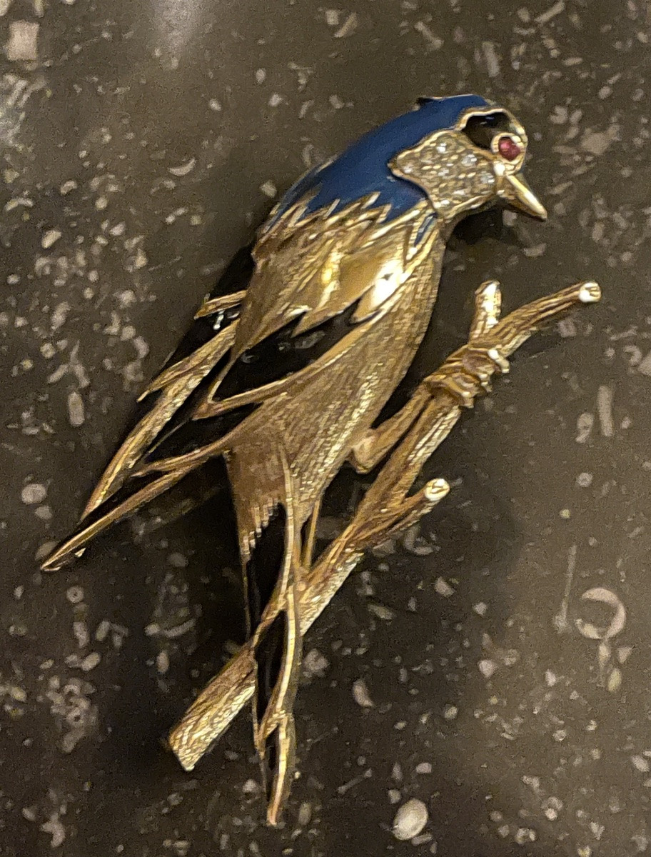 BROCHE COUTURE DE LA MAISON CARVEN MODÈLE OISEAU BRANCHÉ-photo-1