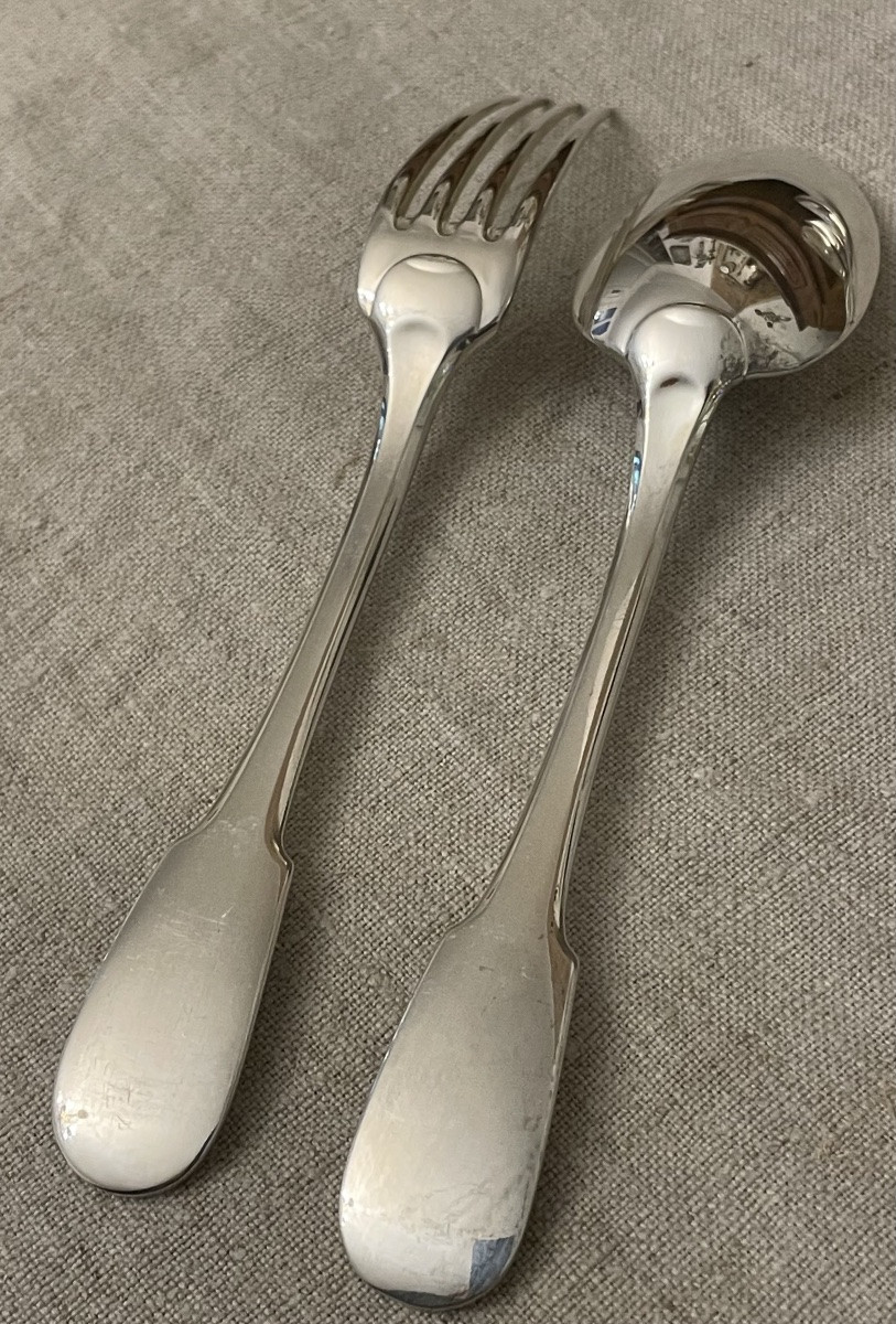 12 COUVERTS À ENTREMETS DE LA MAISON CHRISTOFLE MODÈLE CLUNY  EN MÉTAL ARGENTÉ  VIEUX PARIS -photo-5