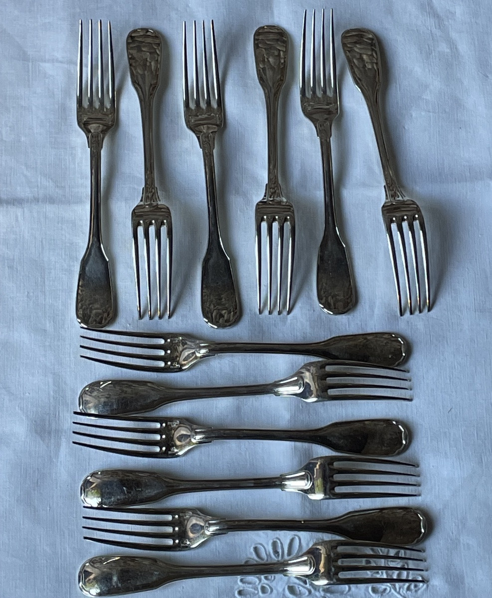 Christofle House 109 Piece Cutlery Set Versailles Model In Silver-plated Metal Silverware-photo-3