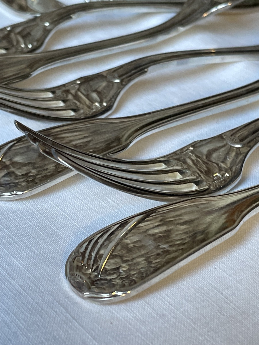 Christofle House 109 Piece Cutlery Set Versailles Model In Silver-plated Metal Silverware-photo-4