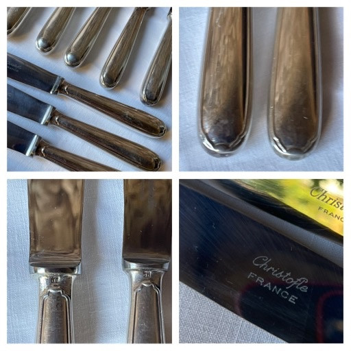 Christofle House 109 Piece Cutlery Set Versailles Model In Silver-plated Metal Silverware-photo-5