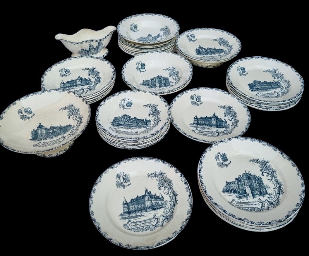 Clairefontaine Earthenware Tableware, Châteaux Pattern, Chantilly Chambord Tableware 