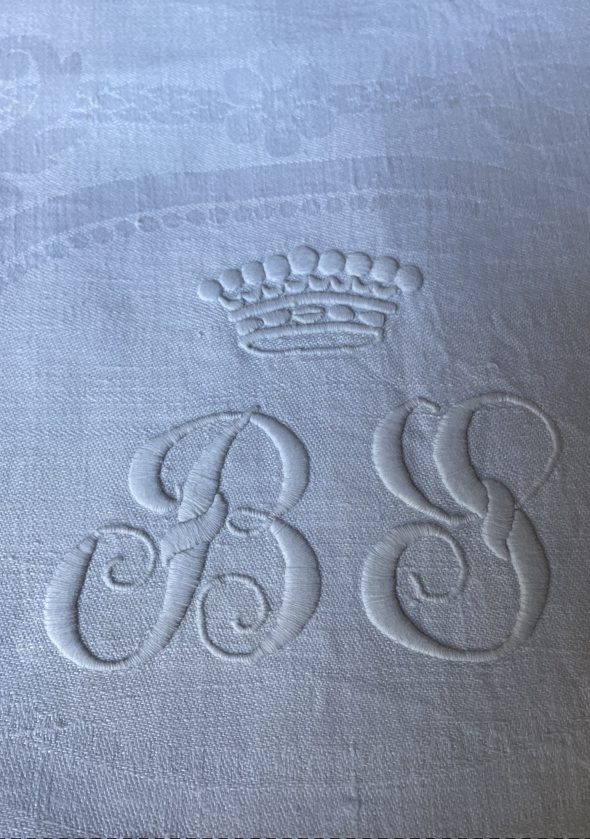 Lot De 4 Serviettes De Table Damassé CHRISTOFLE – Modèle Rhodes, Vert, 47x47cm, Neuves
