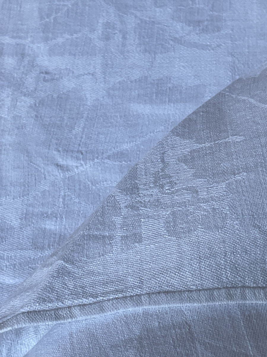 SUITE  DE 10 SERVIETTES EN DAMASSÉ DE FIL DE LIN COURONNE COMTALE SUR UN MONOGRAMME BG NOBLE-photo-7