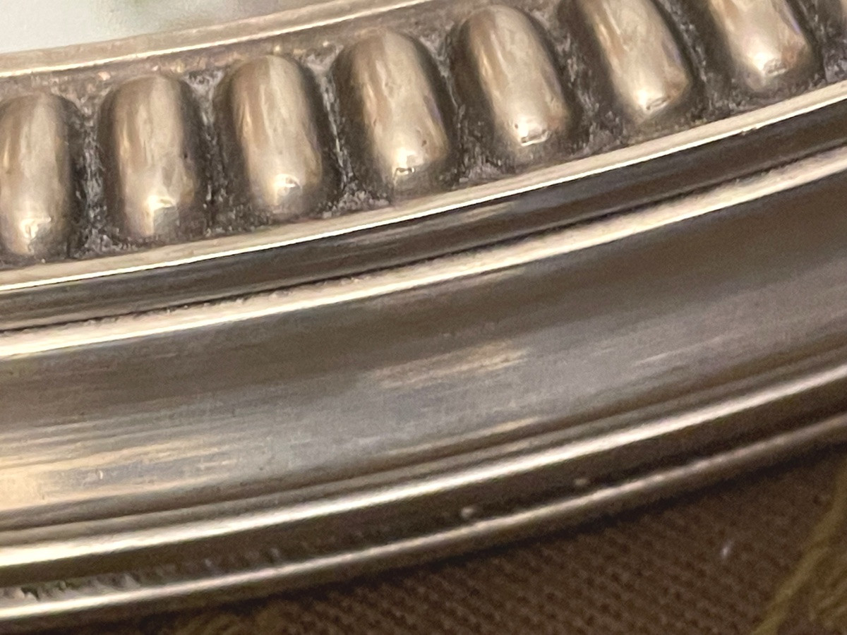 Main Centre Or Silver-plated Metal Centerpiece With Graveled Decoration, Early 20th Century Mirror -photo-3