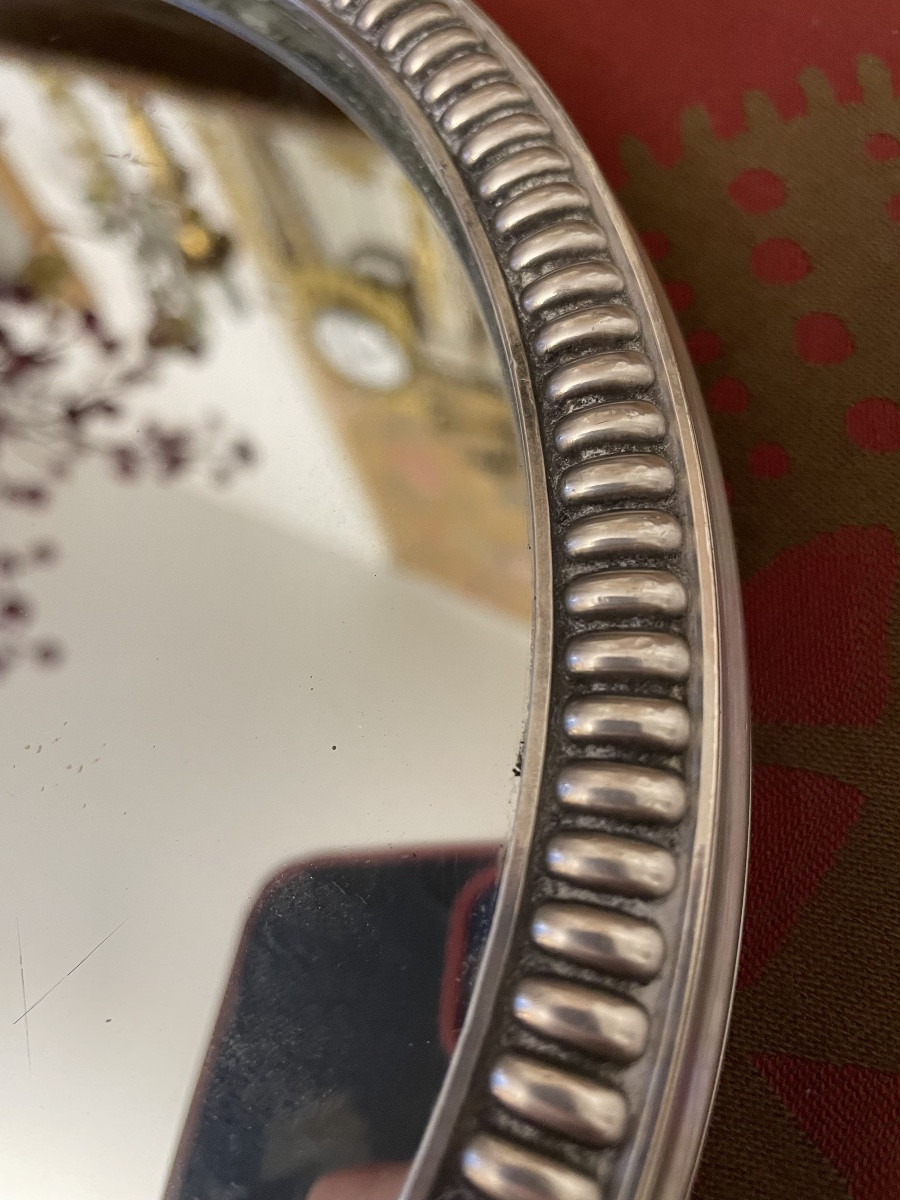 Main Centre Or Silver-plated Metal Centerpiece With Graveled Decoration, Early 20th Century Mirror -photo-6