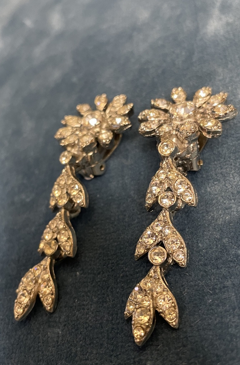PAIRE DE CLIPS COUTURE SONIA RYKIEL STRASS BIJOUX COUTURE VINTAGE -photo-4