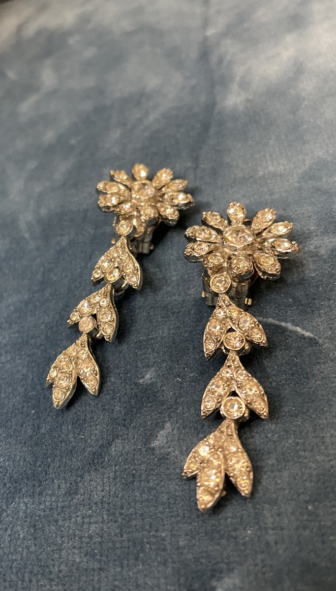PAIRE DE CLIPS COUTURE SONIA RYKIEL STRASS BIJOUX COUTURE VINTAGE -photo-5