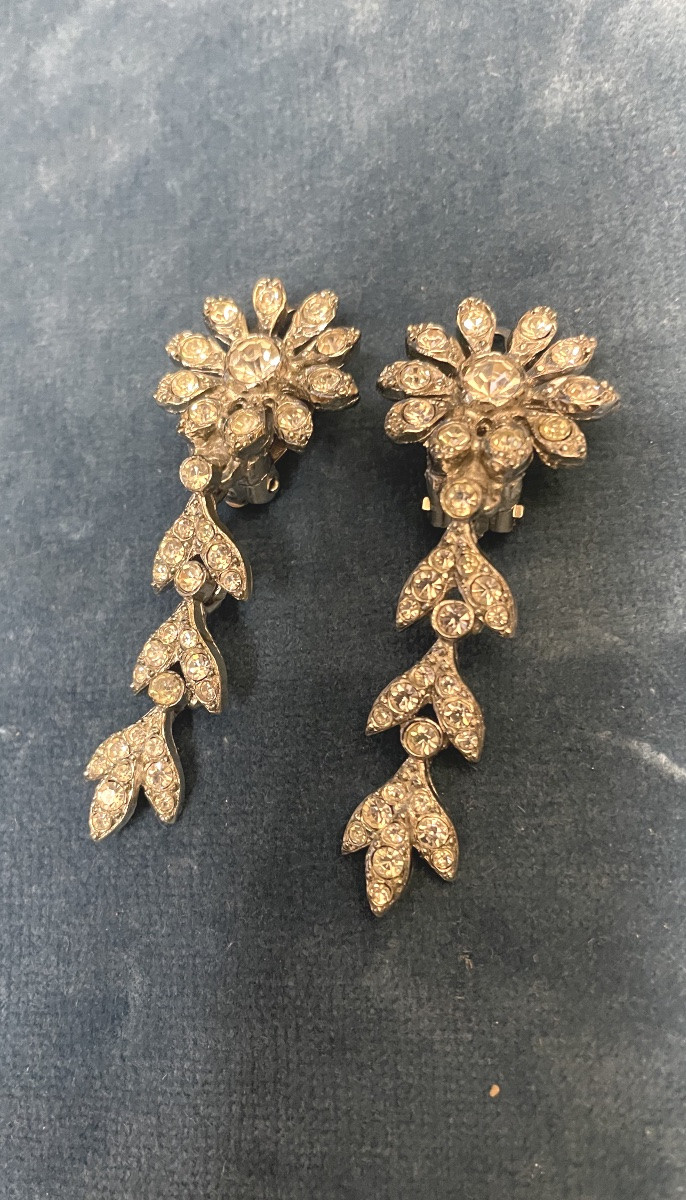 PAIRE DE CLIPS COUTURE SONIA RYKIEL STRASS BIJOUX COUTURE VINTAGE -photo-6