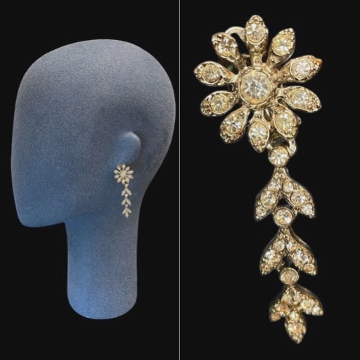 PAIRE DE CLIPS COUTURE SONIA RYKIEL STRASS BIJOUX COUTURE VINTAGE 