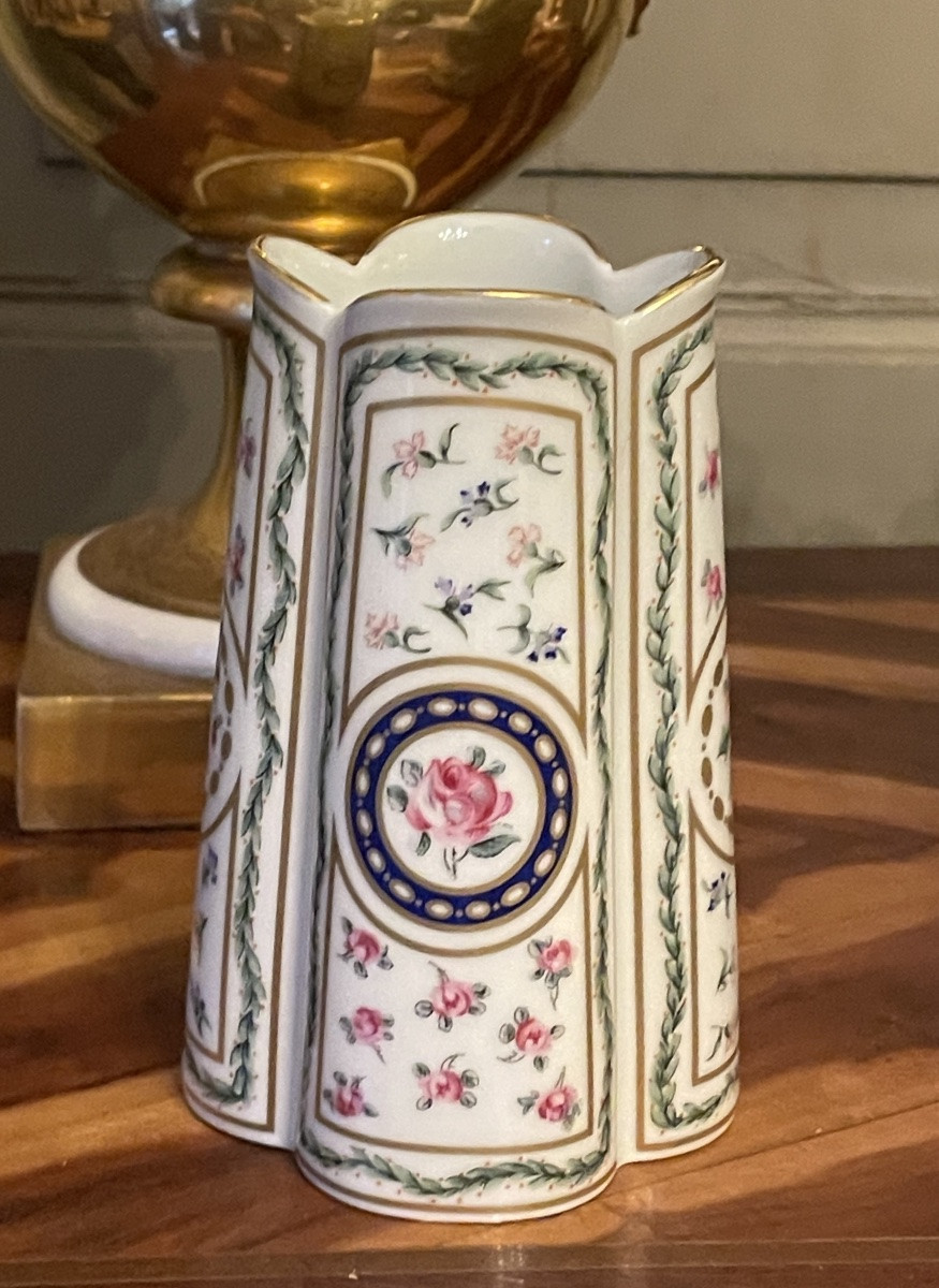 Haviland House Vase, Louveciennes Model, Limoges Porcelain, Marie Antoinette Decoration-photo-4