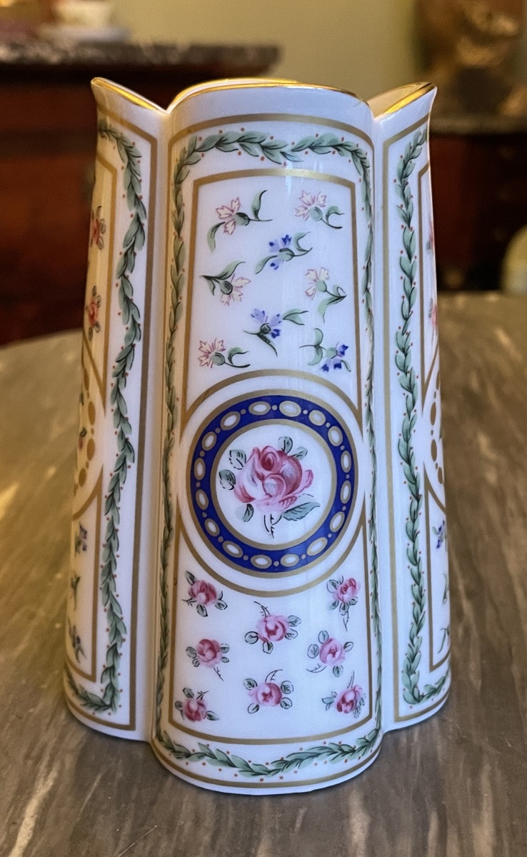 Haviland House Vase, Louveciennes Model, Limoges Porcelain, Marie Antoinette Decoration-photo-7