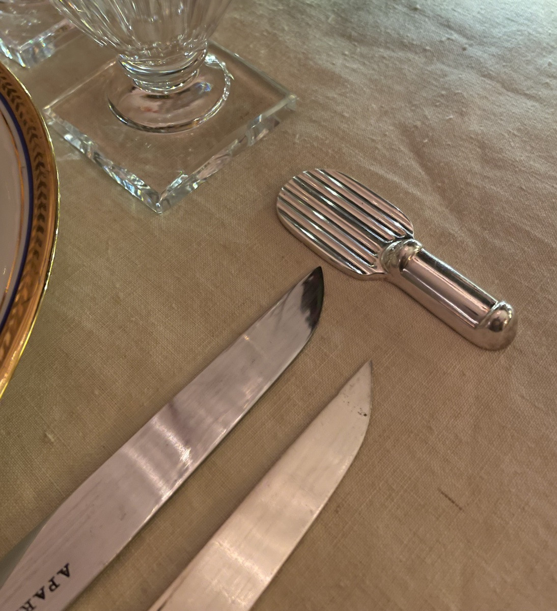 Set Of 6 Knife Rests From The Christofle House By Luc Lanel, Racket Ondulation Model, 1930-photo-3