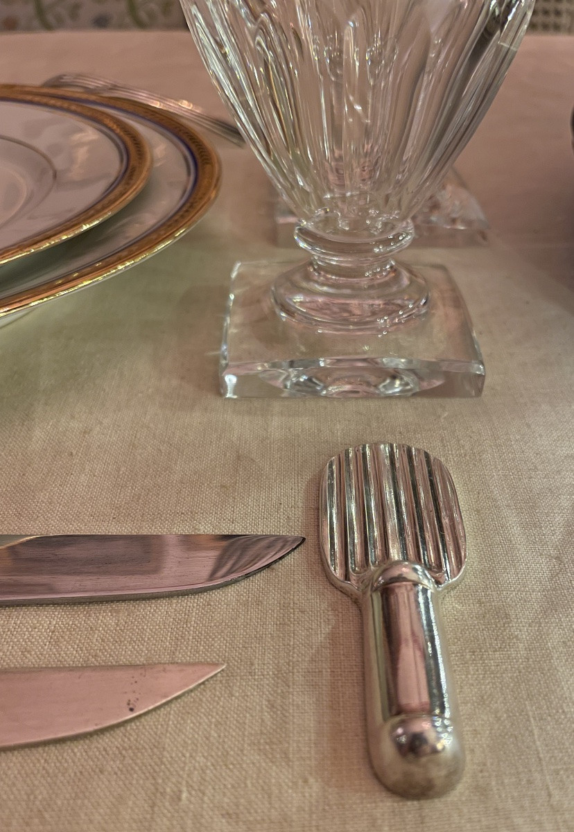 Set Of 6 Knife Rests From The Christofle House By Luc Lanel, Racket Ondulation Model, 1930-photo-4