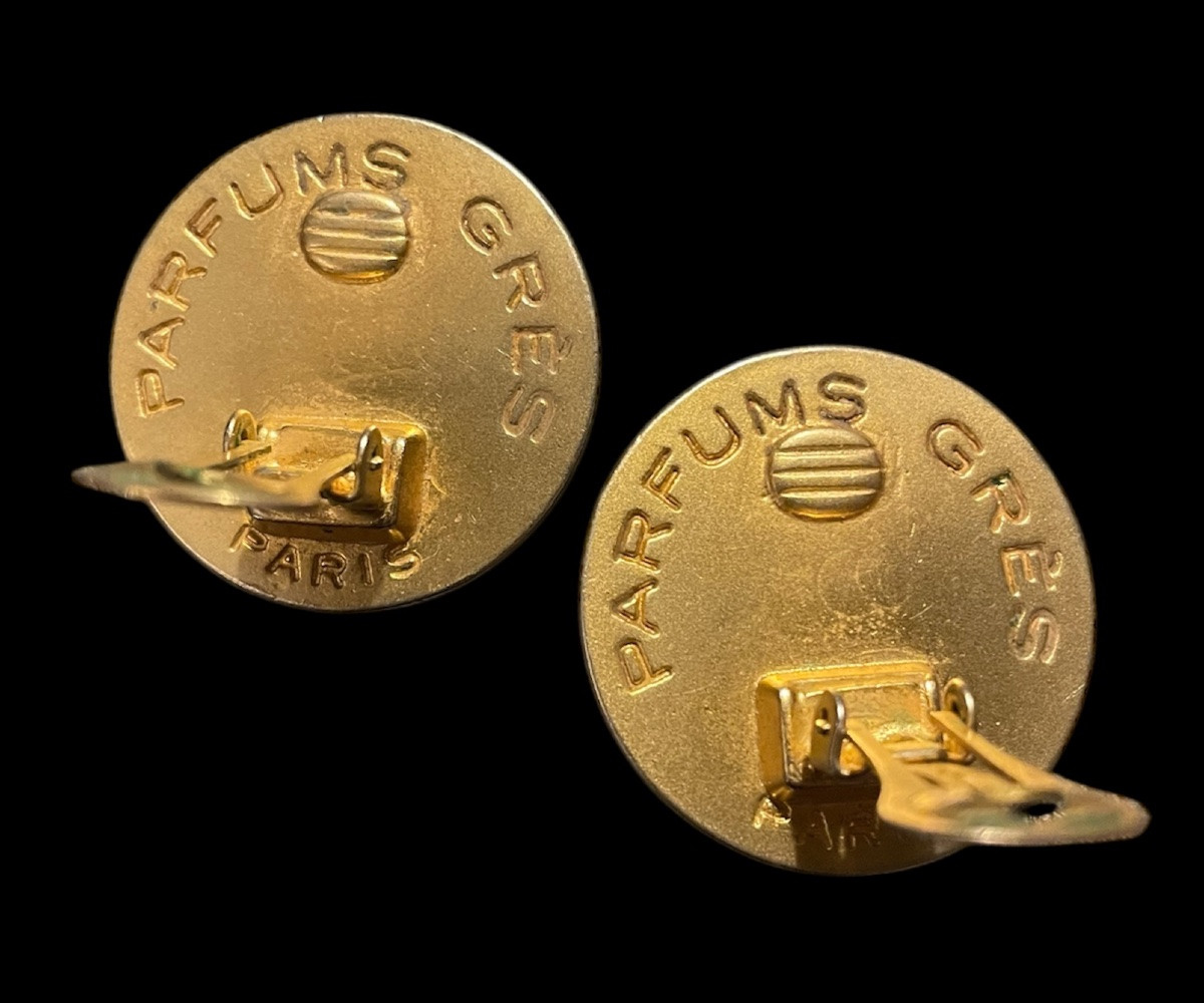 Clip-on Earrings From The Maison Grès Collection In Vintage Gold-tone Metal. Couture Jewelry.-photo-2