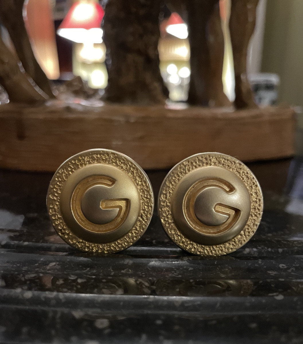 Clip-on Earrings From The Maison Grès Collection In Vintage Gold-tone Metal. Couture Jewelry.-photo-4