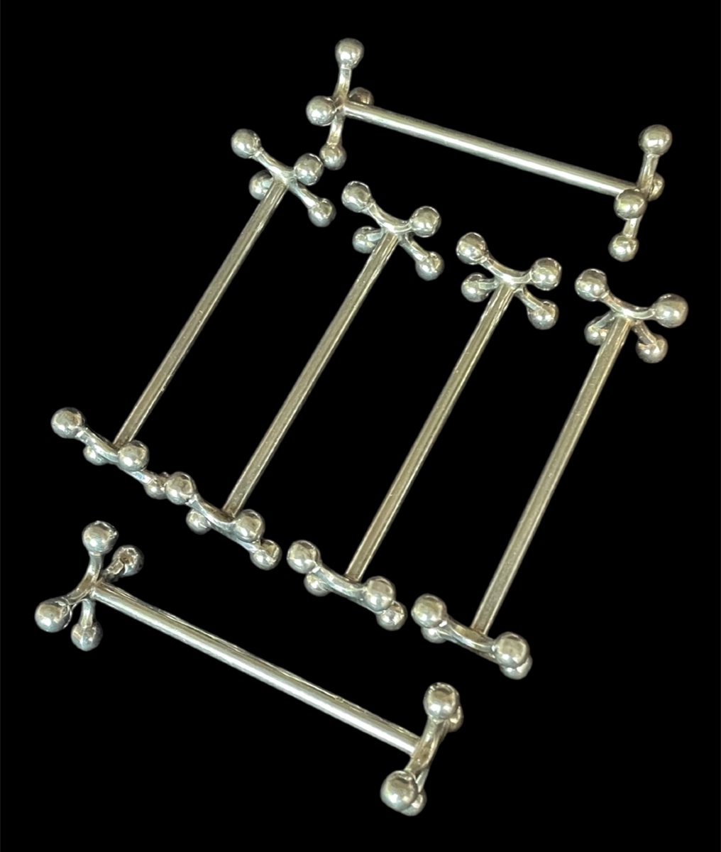 6 Silver-plated Metal Knife Rests, Christofle Tableware, Silverware-photo-4