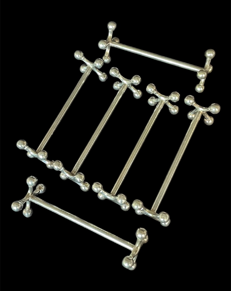 6 Silver-plated Metal Knife Rests, Christofle Tableware, Silverware-photo-1