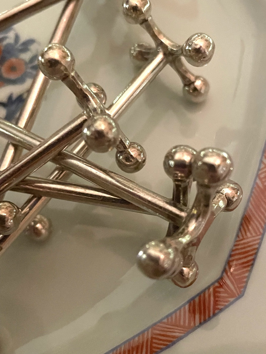 6 Silver-plated Metal Knife Rests, Christofle Tableware, Silverware-photo-6