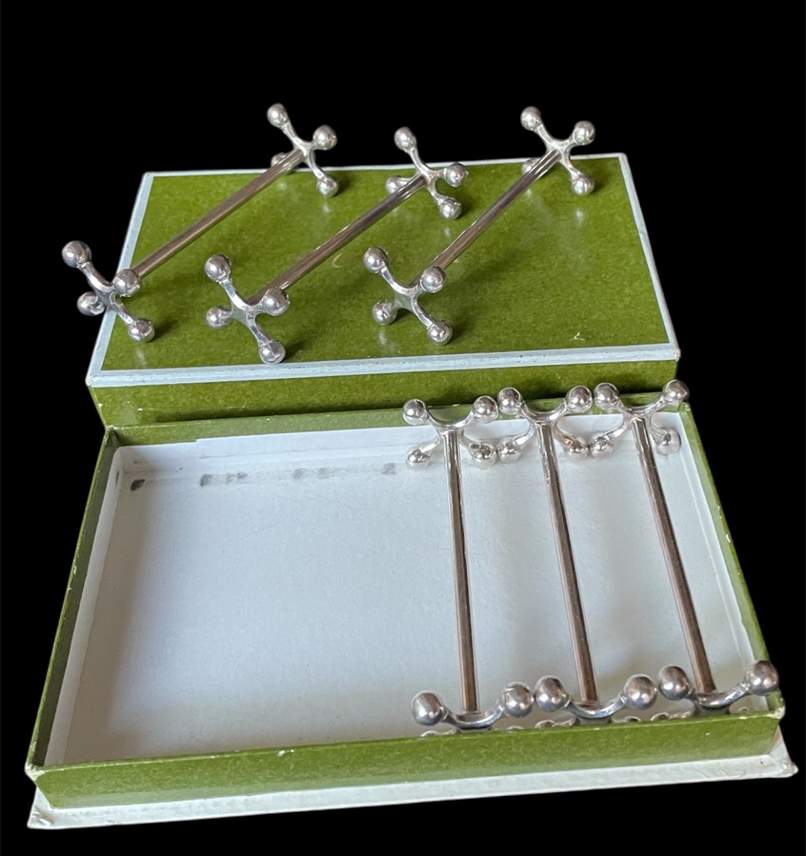 6 Silver-plated Metal Knife Rests, Christofle Tableware, Silverware-photo-8