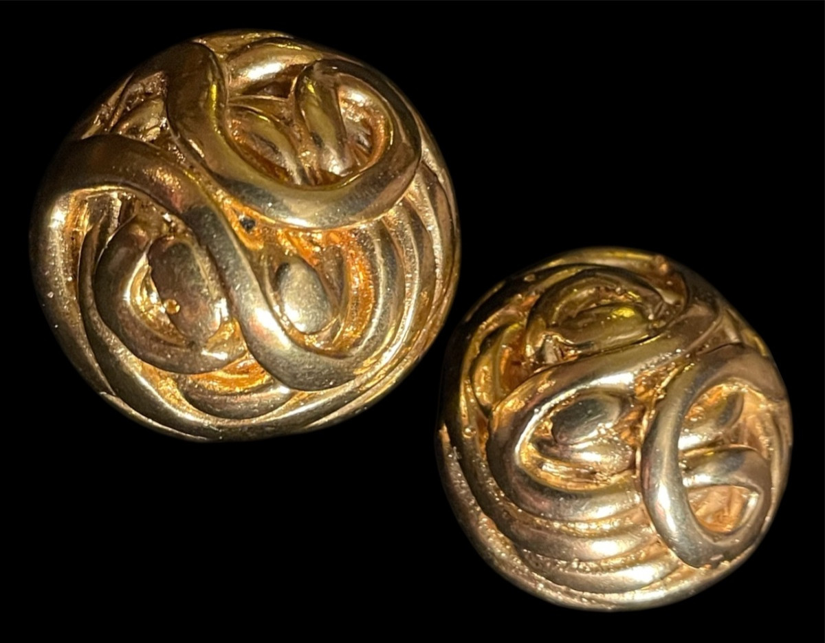 Vintage Gold-tone Jacky De G Designer Couture Clip-on Earrings-photo-5
