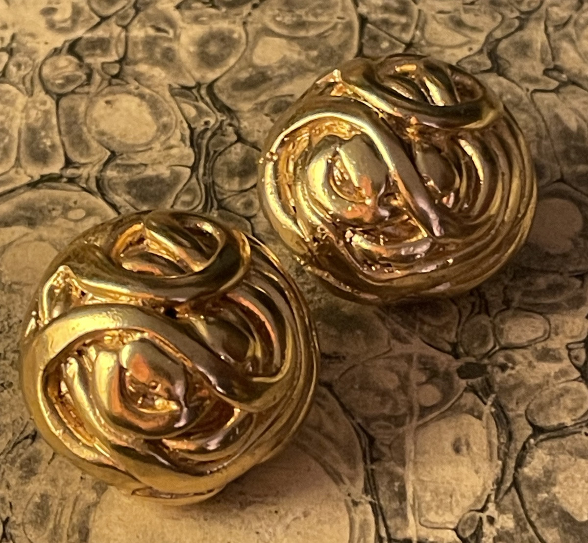 Vintage Gold-tone Jacky De G Designer Couture Clip-on Earrings-photo-7