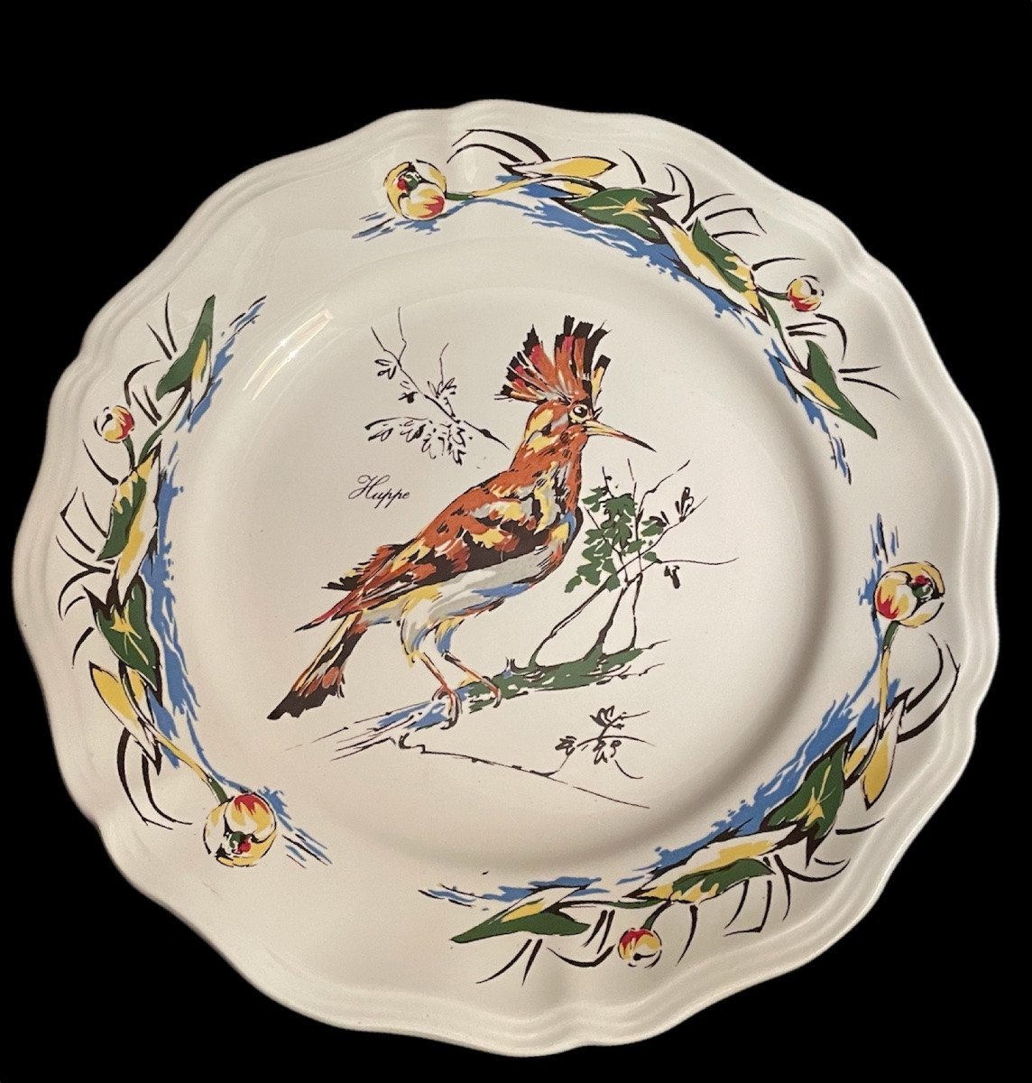 12 ASSIETTES EN FAÏENCE DE SARREGUEMINES MODÈLE SOLOGNE DÉCOR OISEAUX BÉCASSE CYNÉGÉTIQUE -photo-4