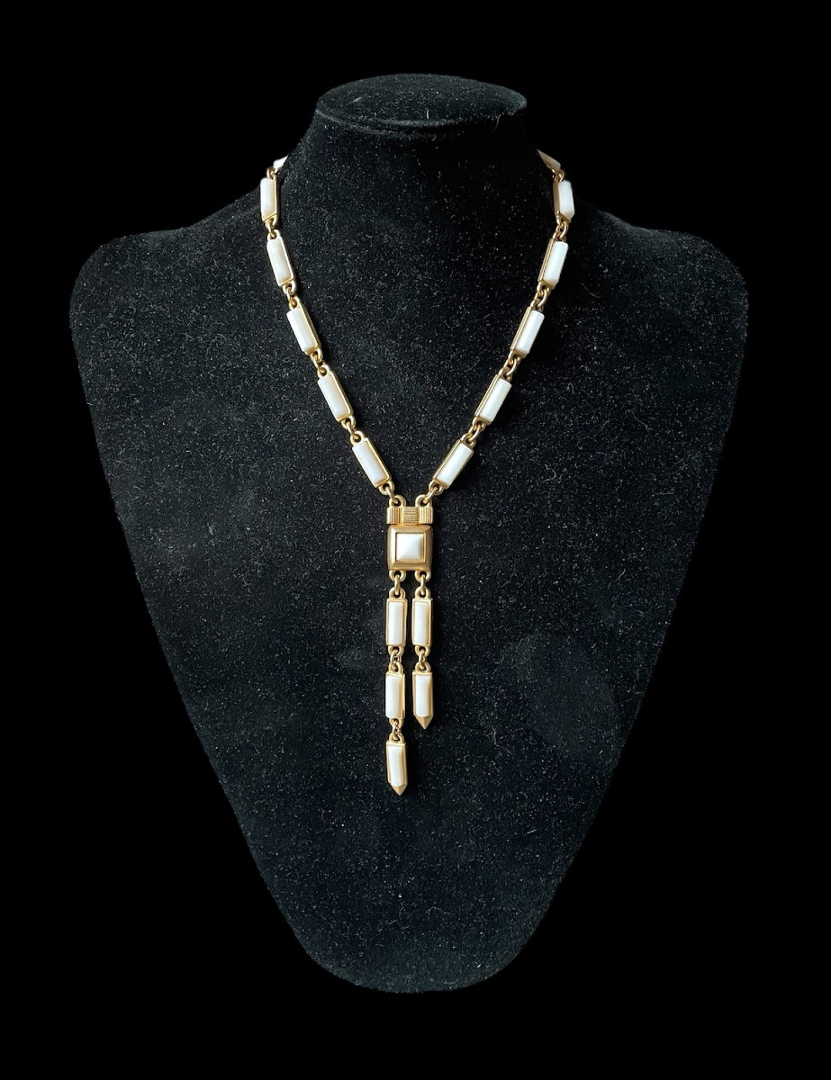 Guy Laroche Couture Necklace In Gold-plated Metal And Vintage Ceramic -photo-2