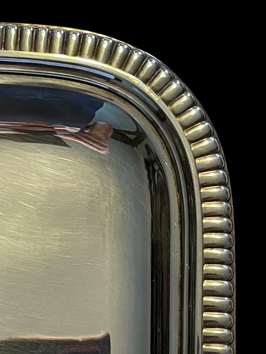 PLATEAU EN MÉTAL ARGENTÉ COURONNE COMTALE  NOBLESSE COMTE NOBLE ARMOIRIES ARGENTERIE -photo-4