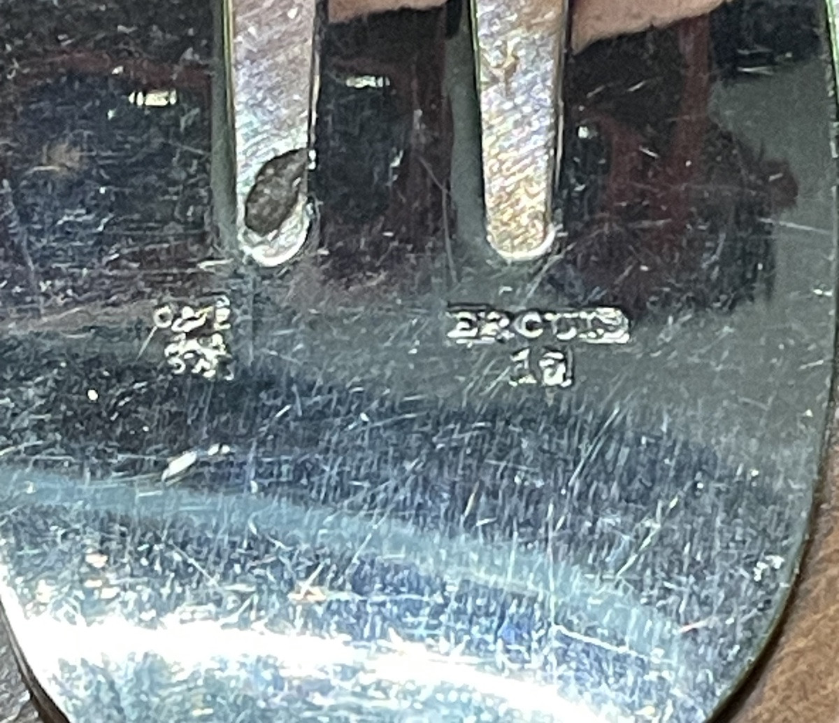 12 Ercuis Oyster Forks In Silver-plated Metal, Empire Model, Silverware, Shells-photo-4