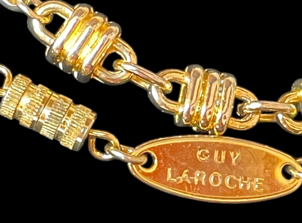 SAUTOIR  DE LA MAISON GUY LAROCHE EN MÉTAL DORÉ VINTAGE 1970 BIJOUX  COUTURE -photo-3