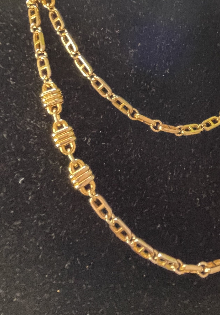 SAUTOIR  DE LA MAISON GUY LAROCHE EN MÉTAL DORÉ VINTAGE 1970 BIJOUX  COUTURE -photo-1