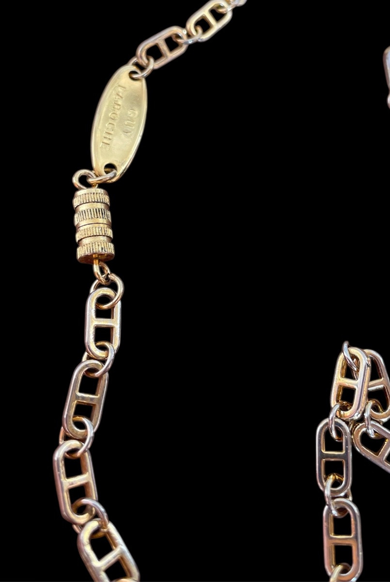 SAUTOIR  DE LA MAISON GUY LAROCHE EN MÉTAL DORÉ VINTAGE 1970 BIJOUX  COUTURE -photo-3