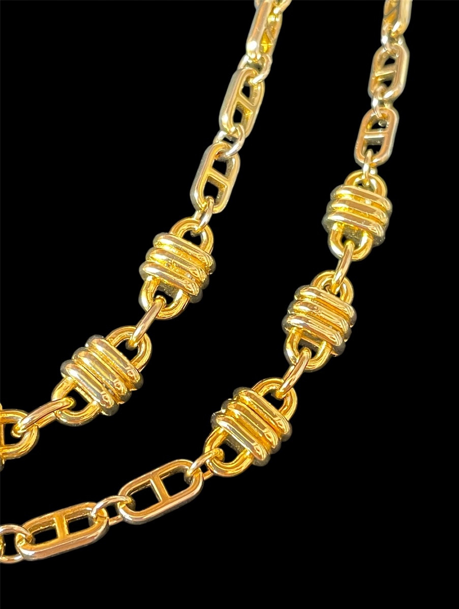 SAUTOIR  DE LA MAISON GUY LAROCHE EN MÉTAL DORÉ VINTAGE 1970 BIJOUX  COUTURE -photo-6