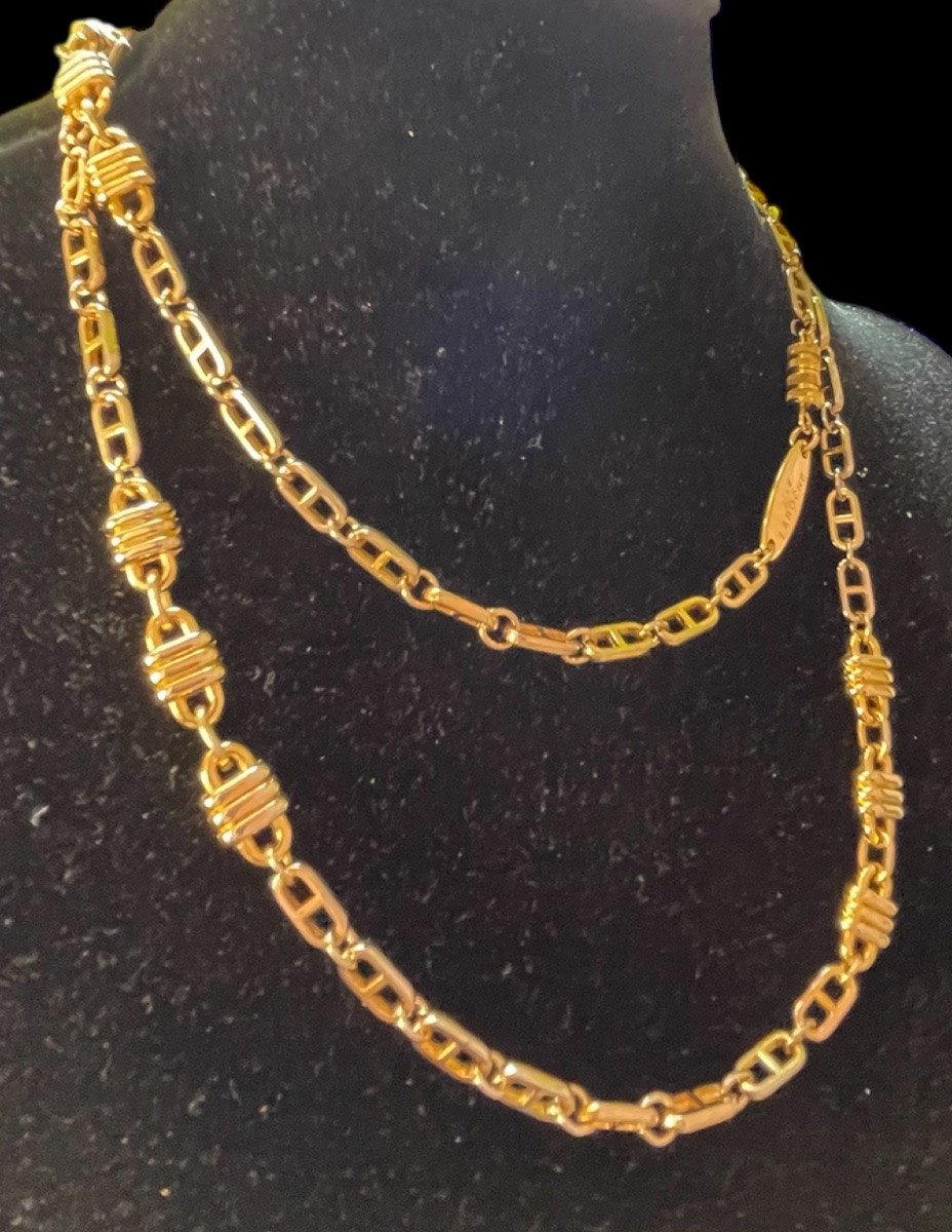 SAUTOIR  DE LA MAISON GUY LAROCHE EN MÉTAL DORÉ VINTAGE 1970 BIJOUX  COUTURE -photo-7