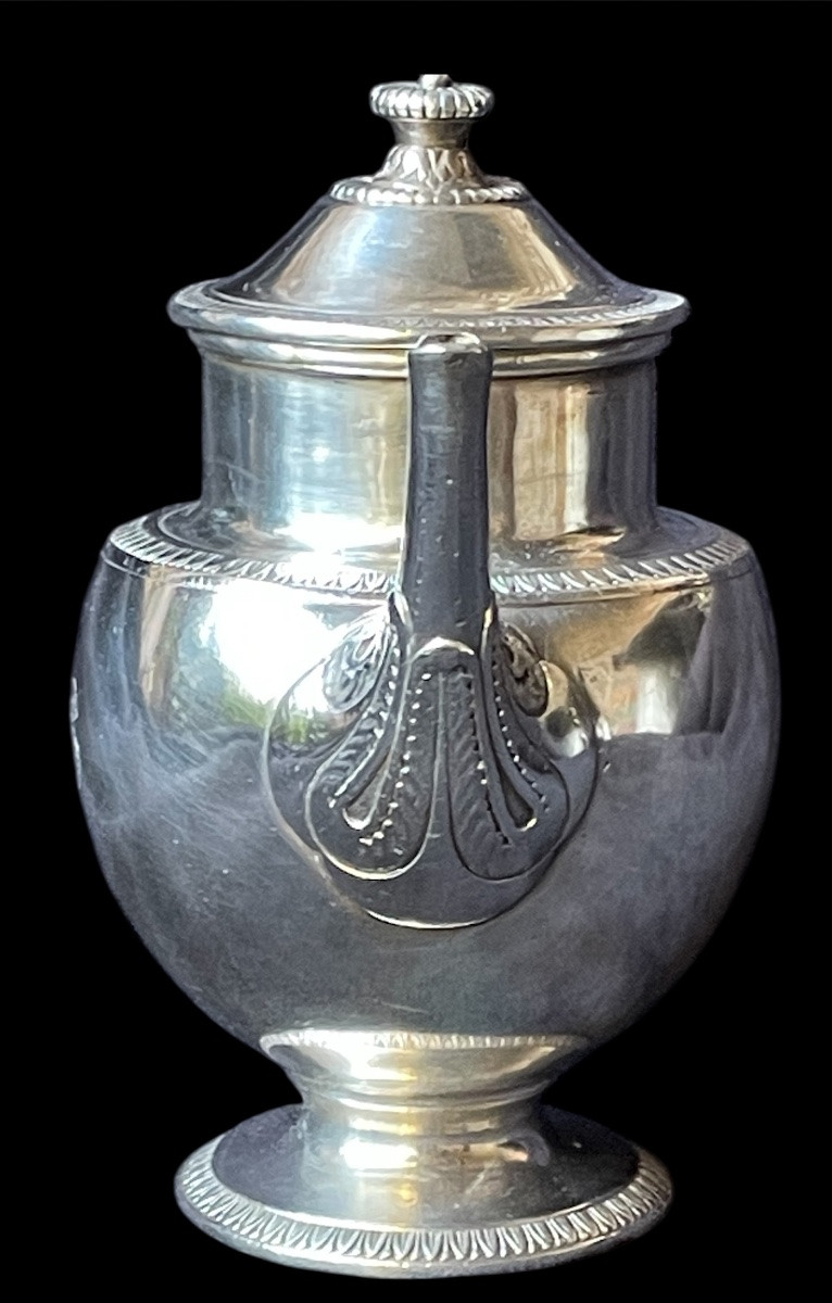 THÉIÈRE EN MÉTAL  ARGENTÉ DE L'ORFÈVRE CAYLAR & BAYARD GRAVÉE D'UNE COURONNE IMPÉRIALE  NOBLE -photo-5