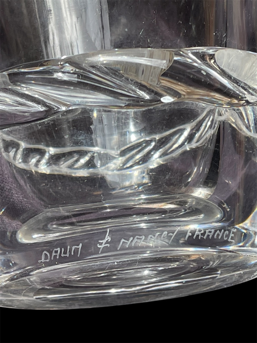 Daum Clear Crystal Vase, 1950s-1960s, Daum Lorraine Cross, France -photo-3