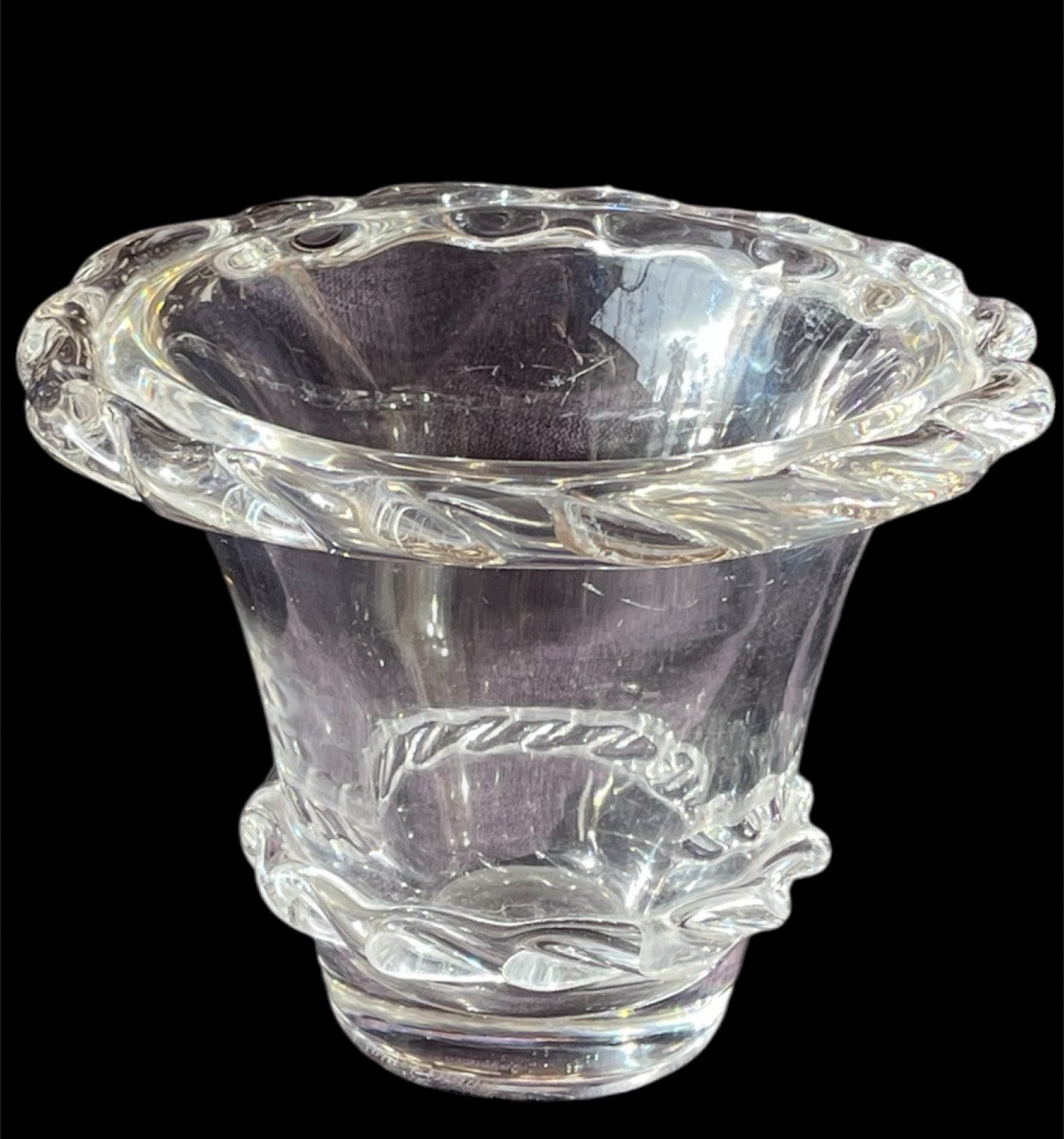 Daum Clear Crystal Vase, 1950s-1960s, Daum Lorraine Cross, France -photo-3