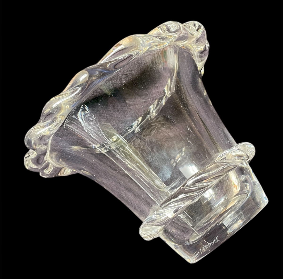 Daum Clear Crystal Vase, 1950s-1960s, Daum Lorraine Cross, France -photo-4