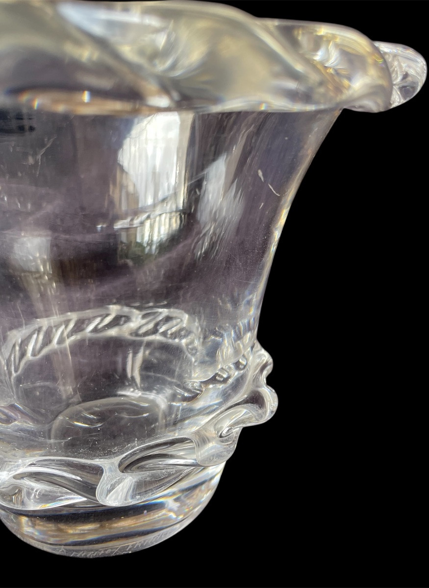 Daum Clear Crystal Vase, 1950s-1960s, Daum Lorraine Cross, France -photo-5