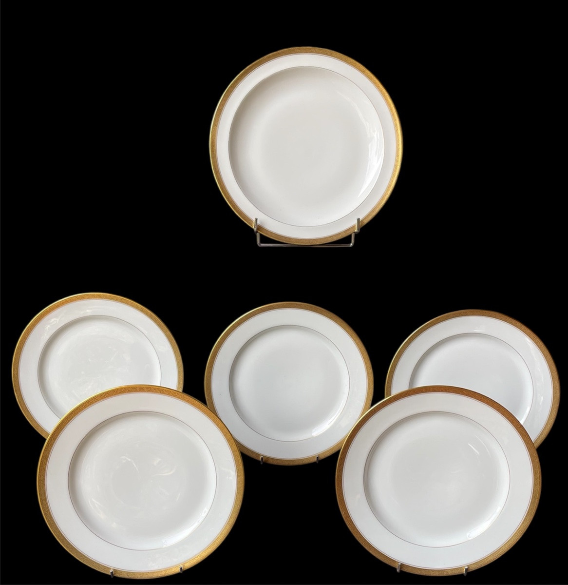 Limoges Porcelain Dinner Service By Maison Vignaud, With A Gilded Greek Geometric Frieze-photo-3