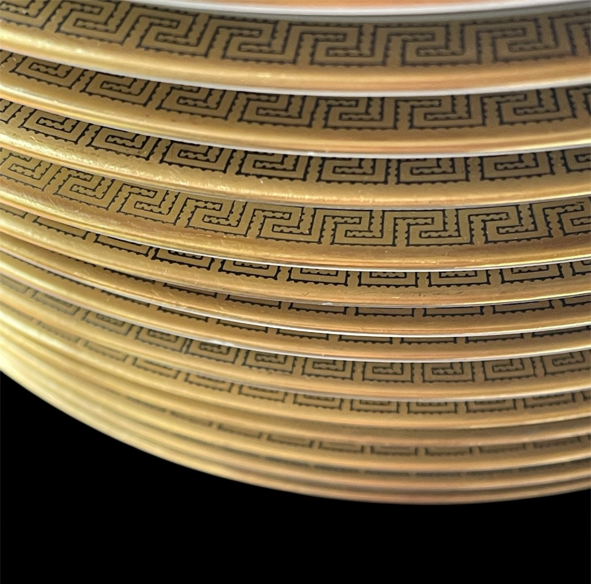 Limoges Porcelain Dinner Service By Maison Vignaud, With A Gilded Greek Geometric Frieze-photo-6