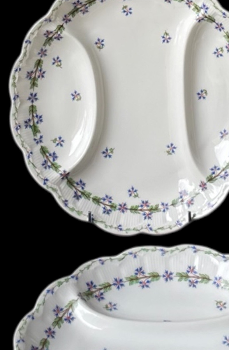 12 ASSIETTES À ASPERGES THÉODORE HAVILAND MODÈLE  AUX BLEUETS   PORCELAINE DE LIMOGES  BARBEAUX-photo-1