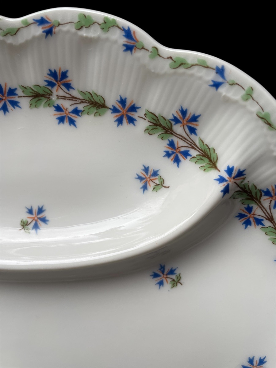 12 ASSIETTES À ASPERGES THÉODORE HAVILAND MODÈLE  AUX BLEUETS   PORCELAINE DE LIMOGES  BARBEAUX-photo-2