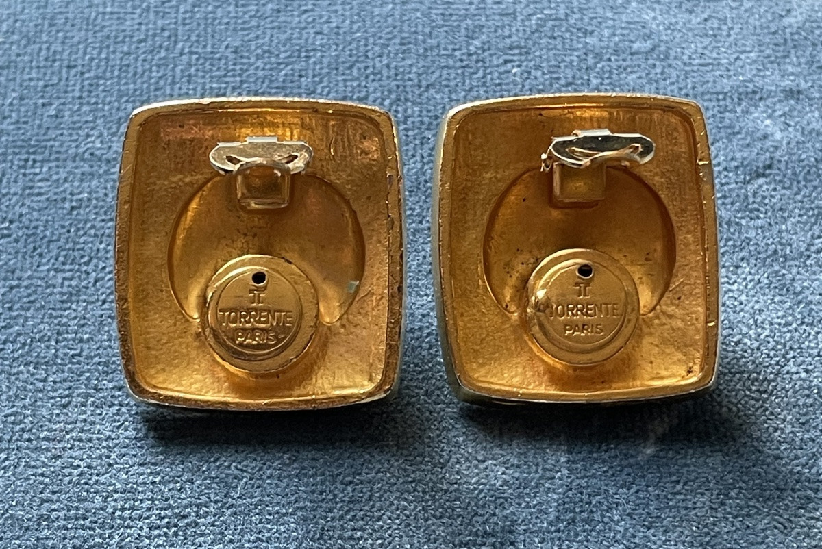 PAIRE DE BOUCLES D'OREILLES CLIPS DE LA MAISON TORRENTE PARIS BIJOUX COUTURE -photo-5
