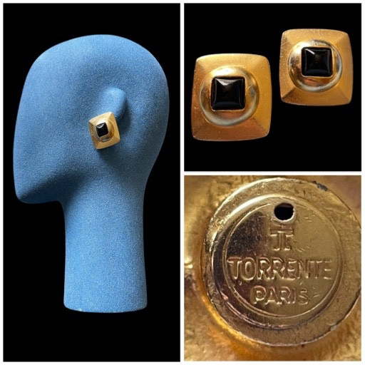 PAIRE DE BOUCLES D'OREILLES CLIPS DE LA MAISON TORRENTE PARIS BIJOUX COUTURE 